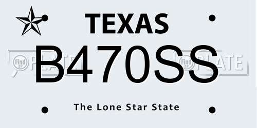 B470SS Texas License Plate