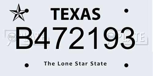 B472193 Texas License Plate
