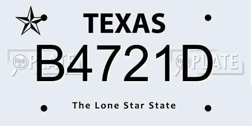 B4721D Texas License Plate