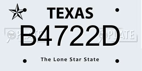 B4722D Texas License Plate