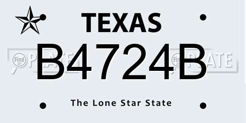 B4724B Texas License Plate
