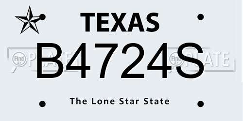 B4724S Texas License Plate