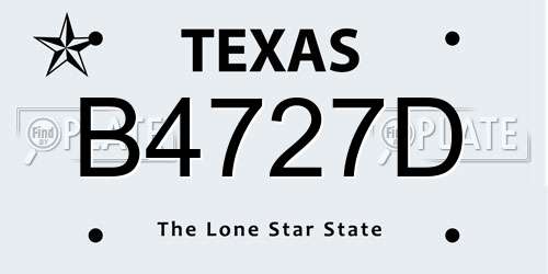 B4727D Texas License Plate