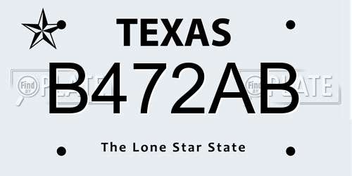 B472AB Texas License Plate