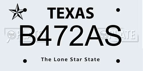 B472AS Texas License Plate