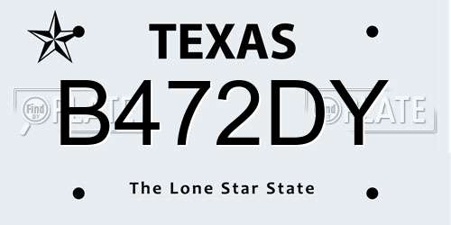 B472DY Texas License Plate