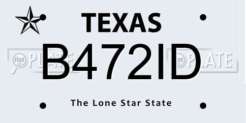 B472ID Texas License Plate