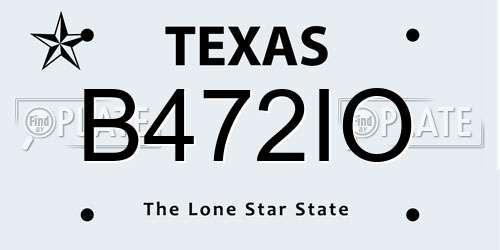 B472IO Texas License Plate