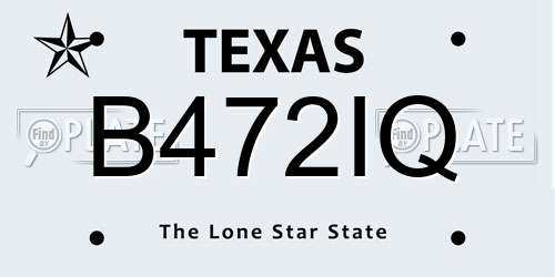 B472IQ Texas License Plate