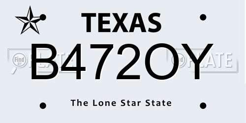 B472OY Texas License Plate