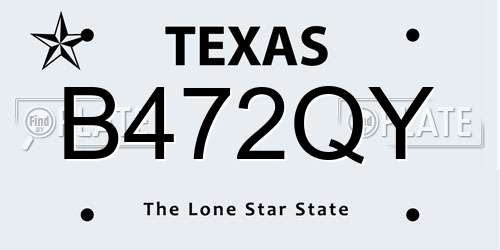 B472QY Texas License Plate