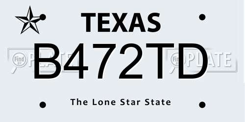 B472TD Texas License Plate