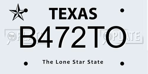 B472TO Texas License Plate