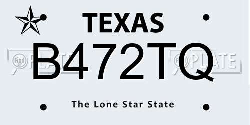 B472TQ Texas License Plate