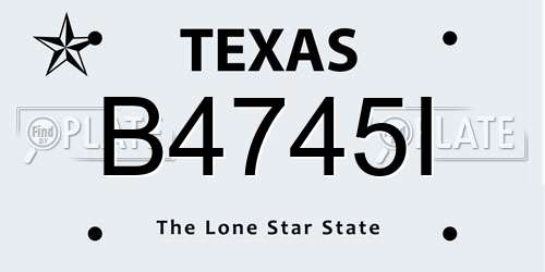 B4745I Texas License Plate