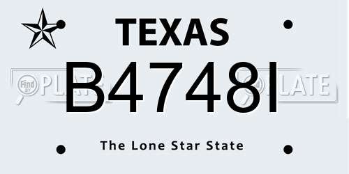 B4748I Texas License Plate