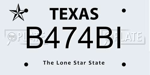 B474BI Texas License Plate