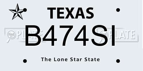 B474SI Texas License Plate