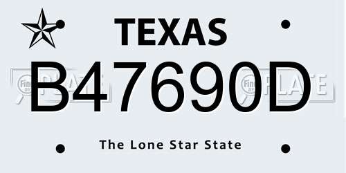 B47690D Texas License Plate