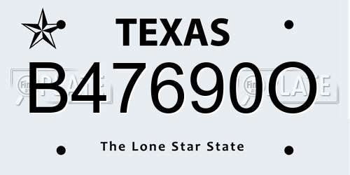 B47690O Texas License Plate