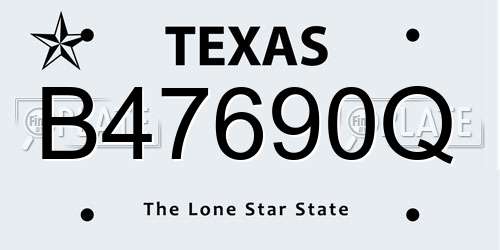 B47690Q Texas License Plate