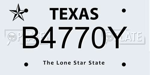 B4770Y Texas License Plate