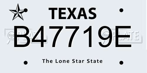 B47719E Texas License Plate