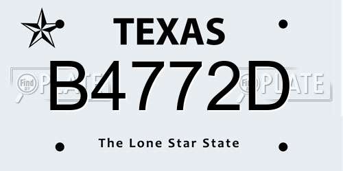 B4772D Texas License Plate