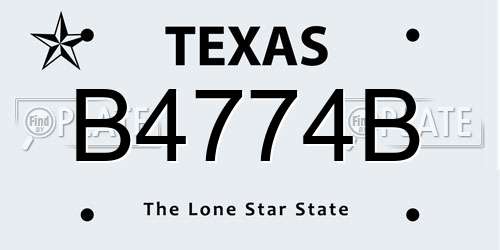 B4774B Texas License Plate