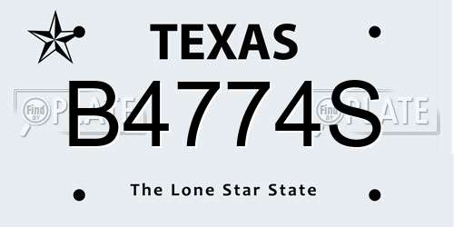 B4774S Texas License Plate