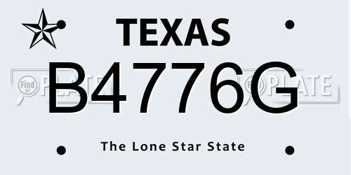 B4776G Texas License Plate