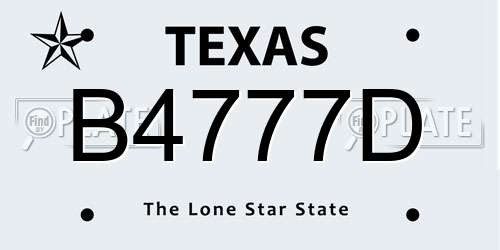 B4777D Texas License Plate