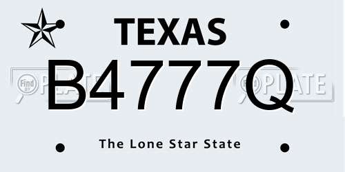 B4777Q Texas License Plate