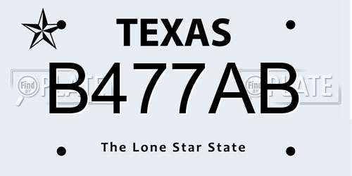 B477AB Texas License Plate