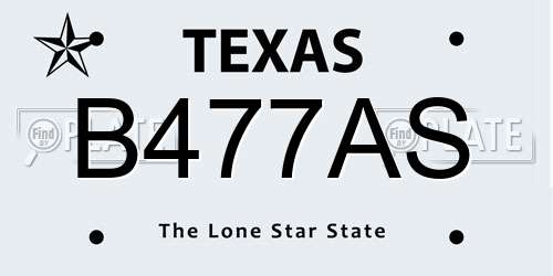 B477AS Texas License Plate