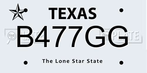 B477GG Texas License Plate