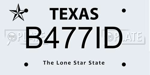 B477ID Texas License Plate