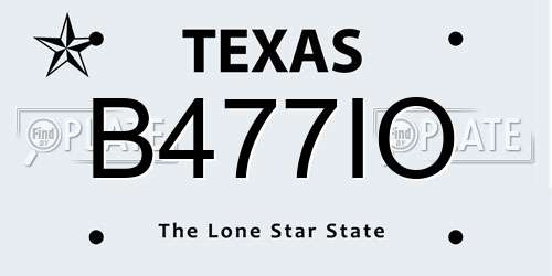 B477IO Texas License Plate