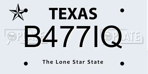 B477IQ Texas License Plate