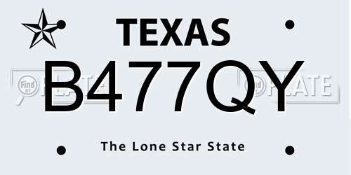 B477QY Texas License Plate