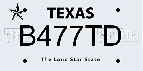 B477TD Texas License Plate