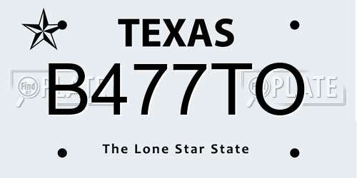 B477TO Texas License Plate