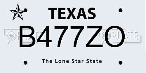 B477ZO Texas License Plate