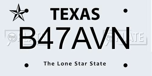 B47AVN Texas License Plate