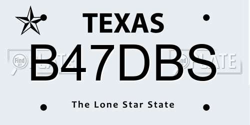 B47DBS Texas License Plate