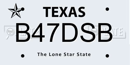 B47DSB Texas License Plate
