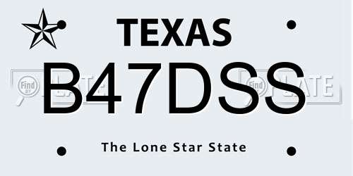 B47DSS Texas License Plate