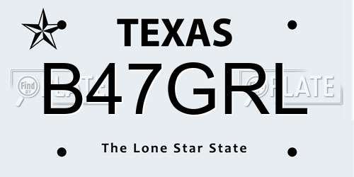 B47GRL Texas License Plate
