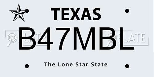 B47MBL Texas License Plate