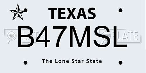 B47MSL Texas License Plate